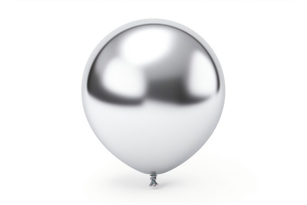 Balloon Chrome material balloon sphere white background.