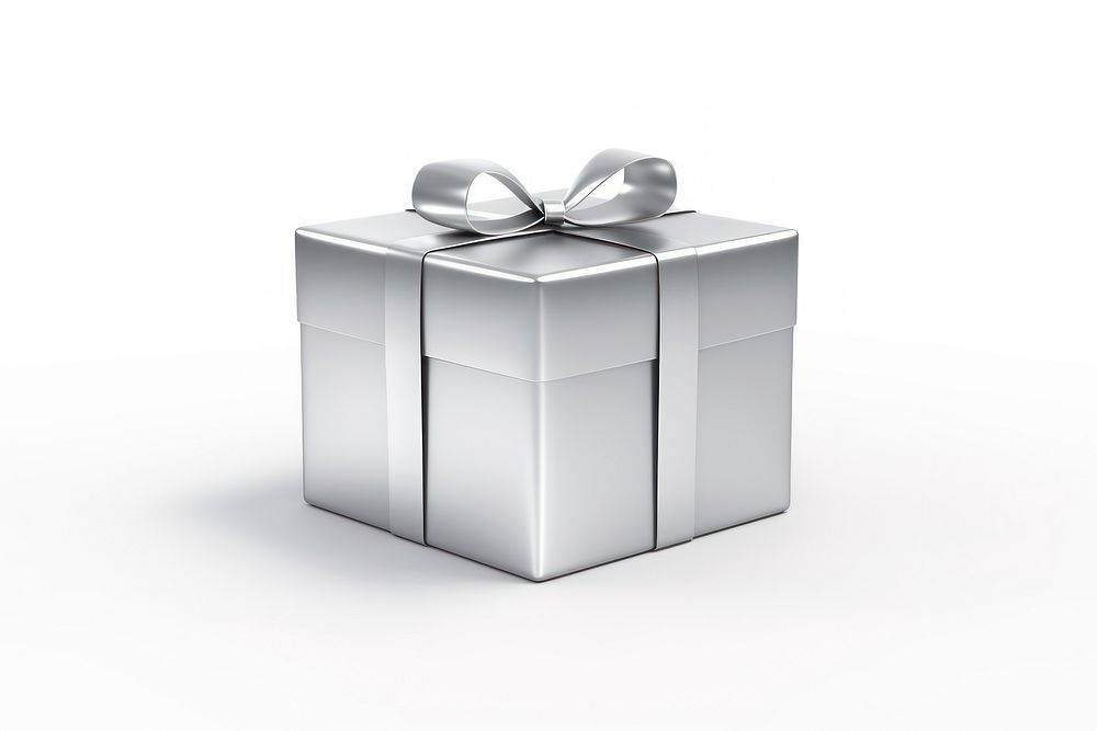 Gift box Chrome material gift white background celebration.