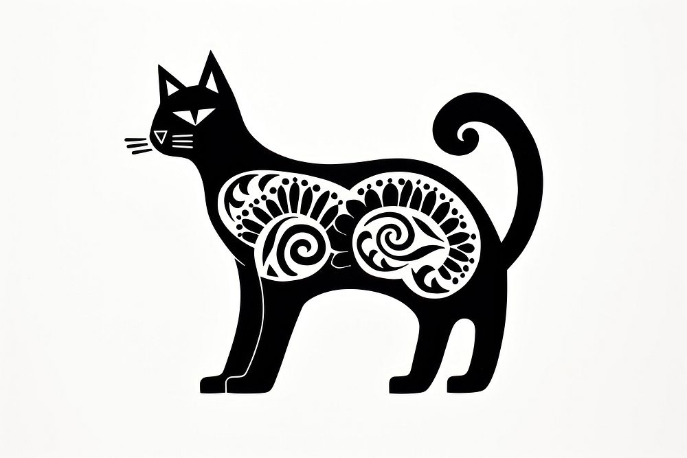Cat stencil mammal animal.