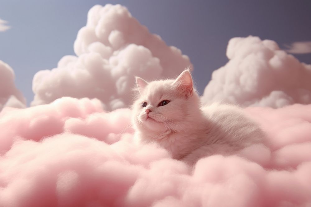  Cloud sky feline animal. AI generated Image by rawpixel.