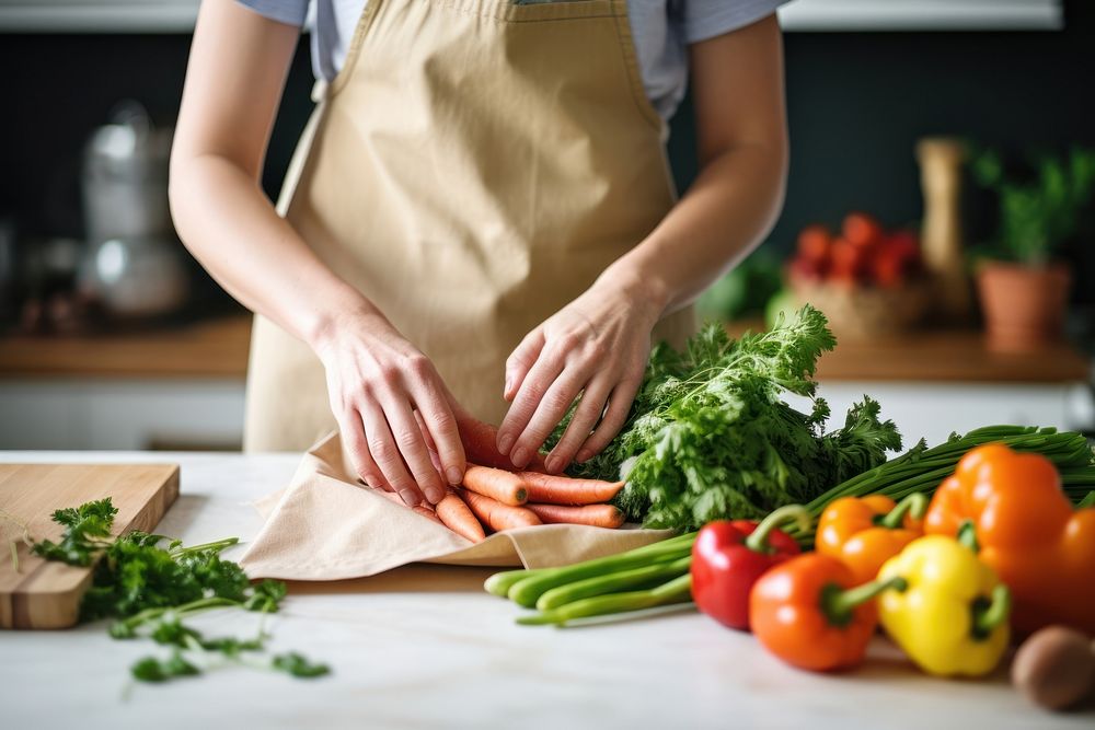 Organic vegetables cooking kitchen adult. AI generated Image by rawpixel.