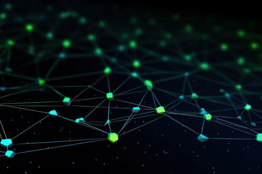  Neon network connection backgrounds green night. AI generated Image by rawpixel.