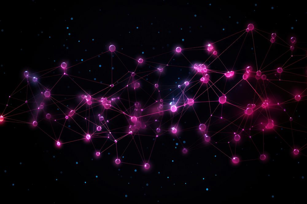  Neon network connection backgrounds night pink. AI generated Image by rawpixel.