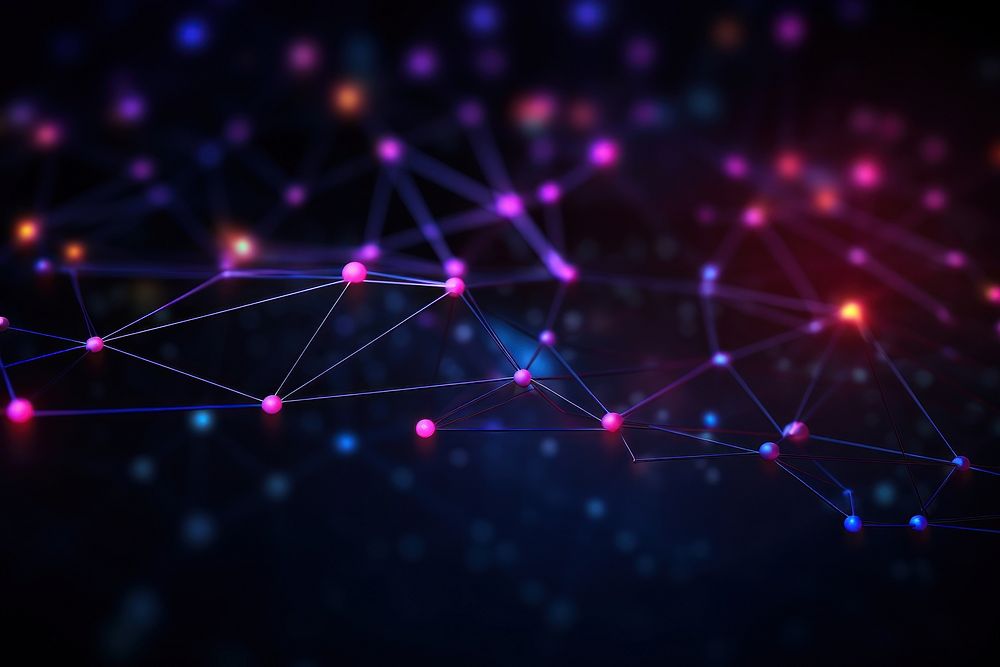  Neon network connection backgrounds night illuminated. AI generated Image by rawpixel.