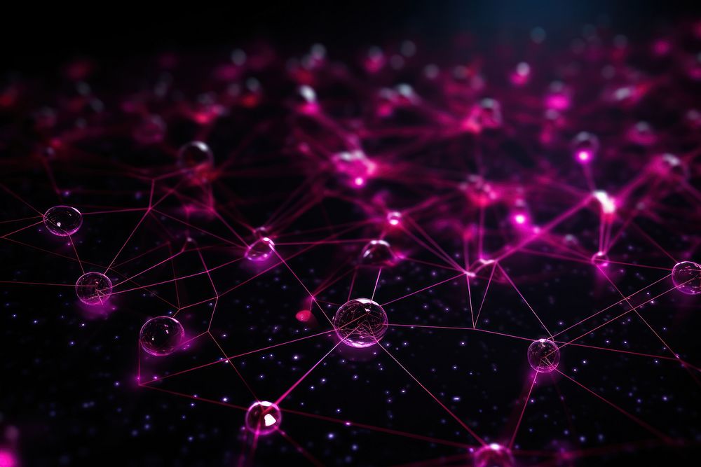  Neon network connection backgrounds purple light. AI generated Image by rawpixel.