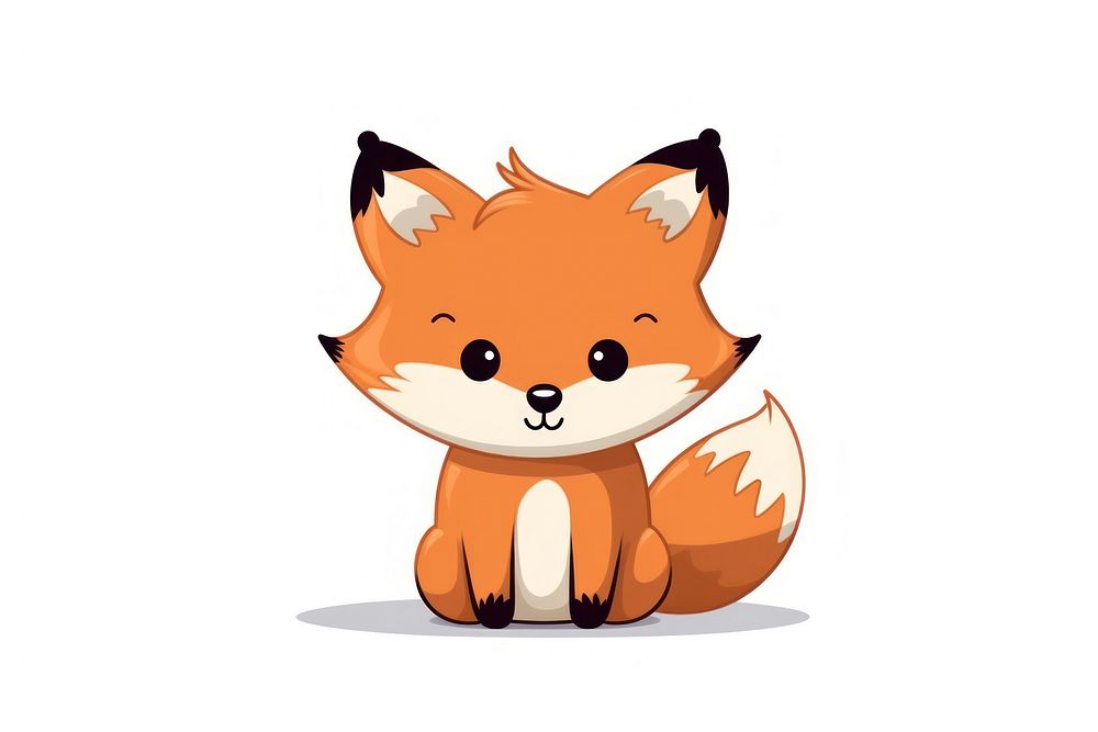 Cute fox mammal animal white background. AI generated Image by rawpixel.