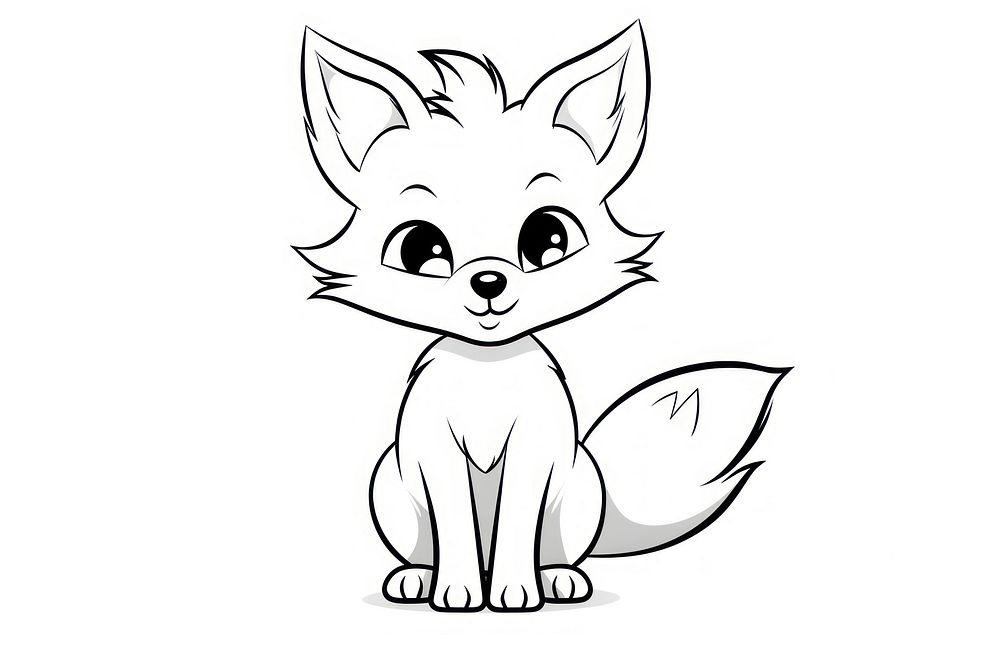 Cute fox drawing animal sketch. AI generated Image by rawpixel.
