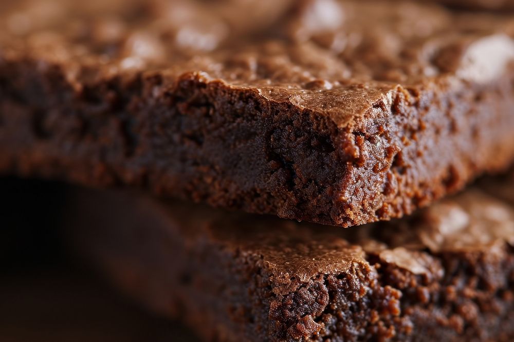 Extreme close up of Brownie food chocolate dessert.