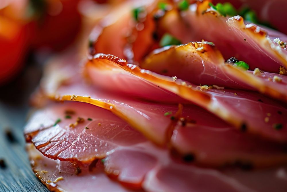 Extreme close up of Ham food ham meat.