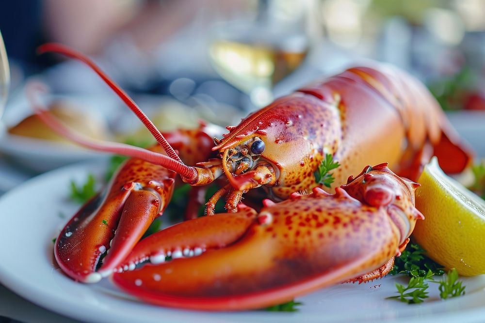 Extreme close up of Lobster lobster food restaurant.