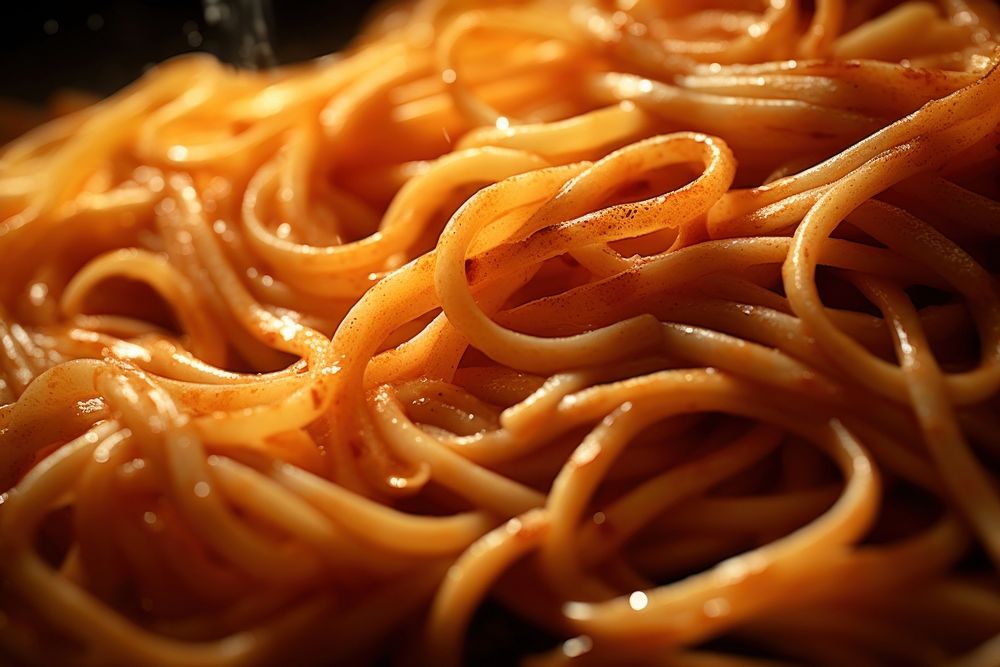 Extreme close up of Pasta pasta food spaghetti.
