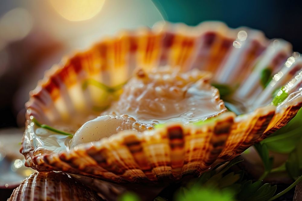 Extreme close up of Sea shell food seafood invertebrate.