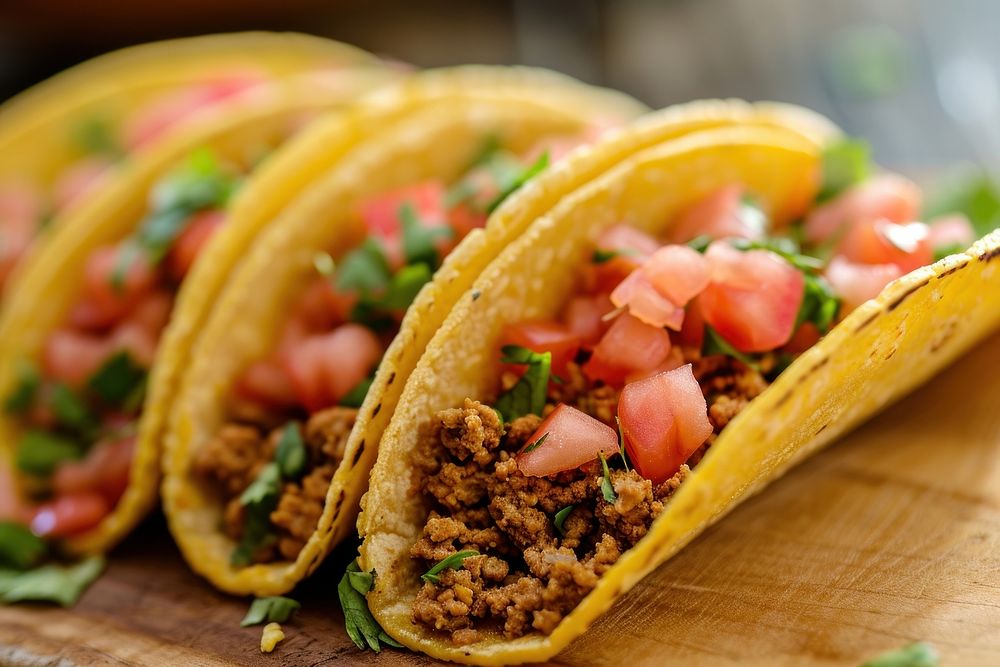 Extreme close up of Taco taco food vegetable.
