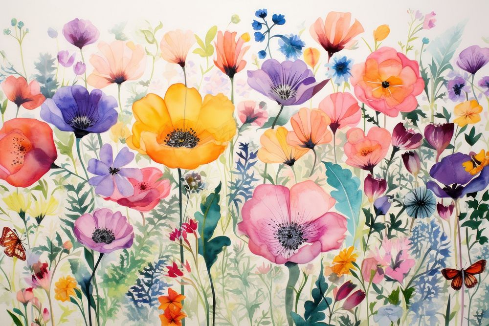 Flowers flower painting blossom. AI generated Image by rawpixel.