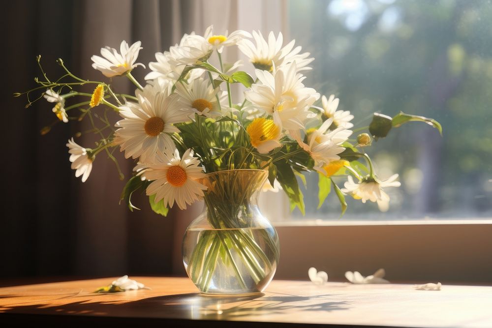 Floral table windowsill flower. AI generated Image by rawpixel.