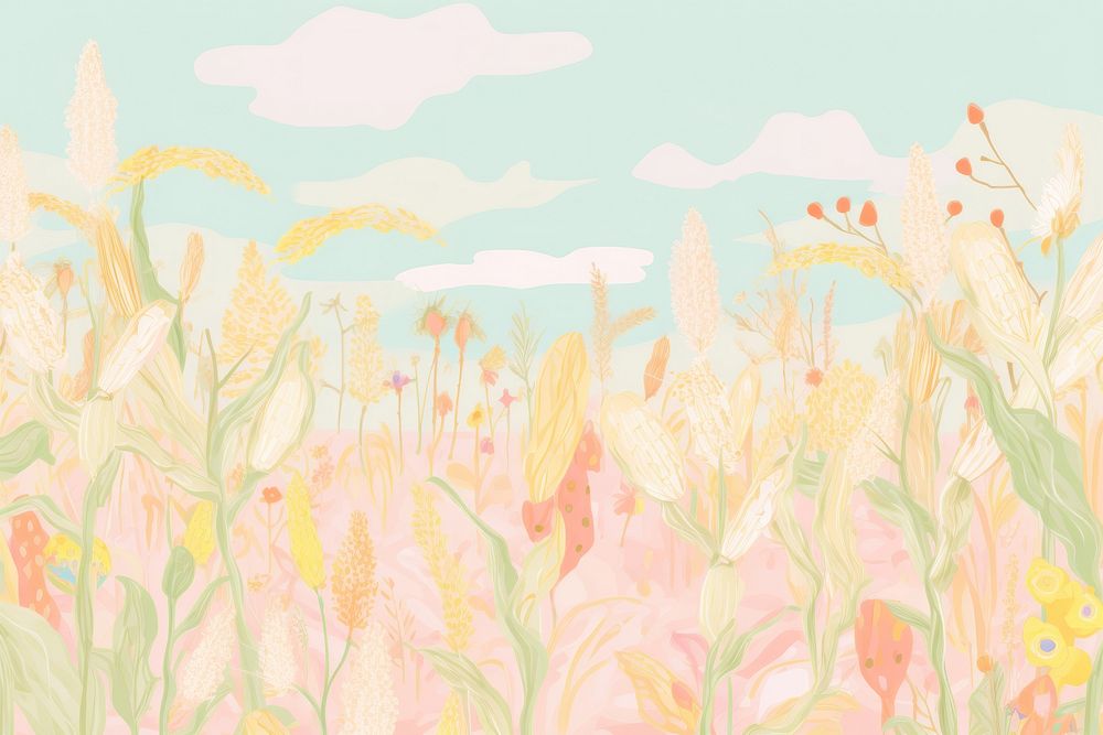 Memphis corn field background backgrounds painting pattern.