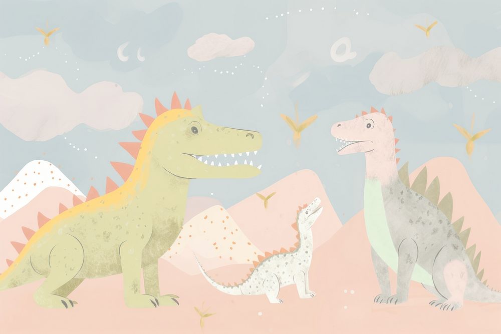 Memphis dinosaurs background animal art representation.