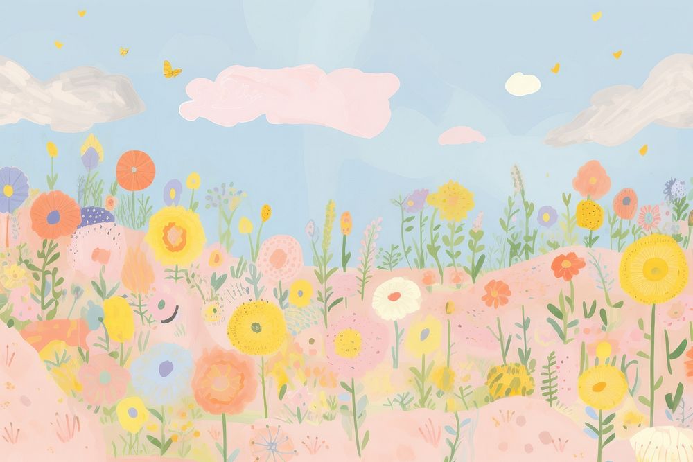 Memphis flower field background backgrounds painting outdoors.