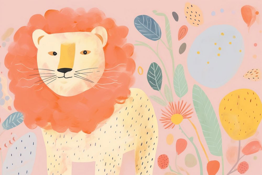 Memphis lion background art backgrounds cartoon.