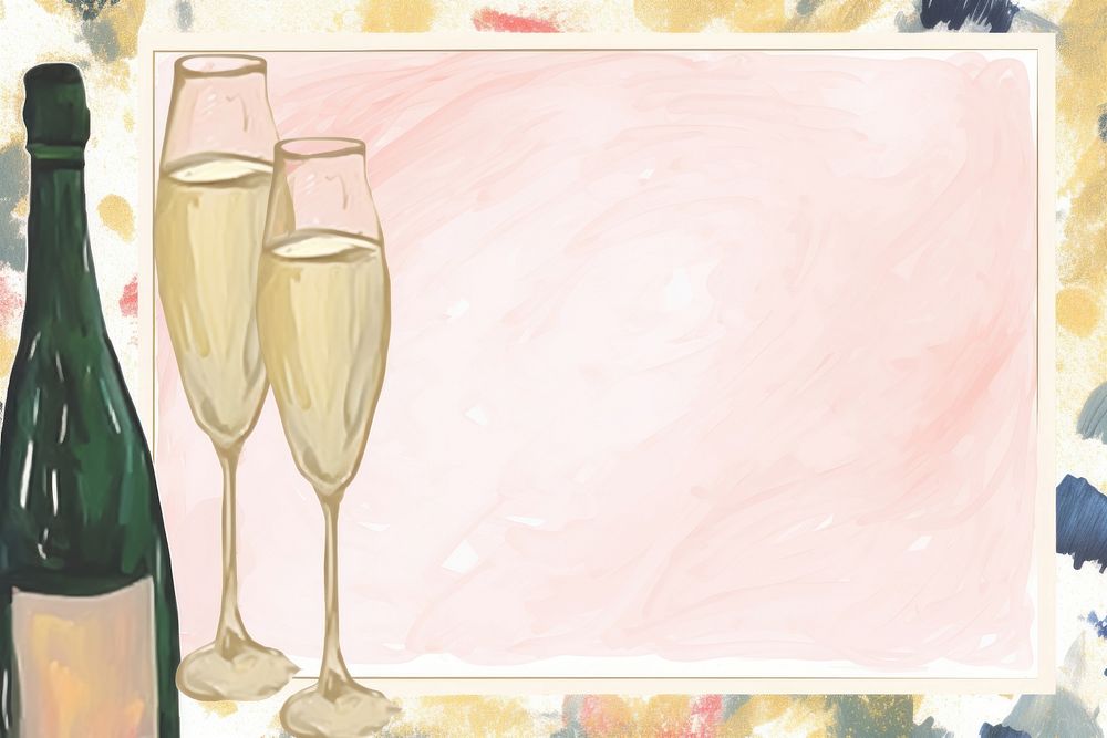 Champagne copy space frame painting glass drink.