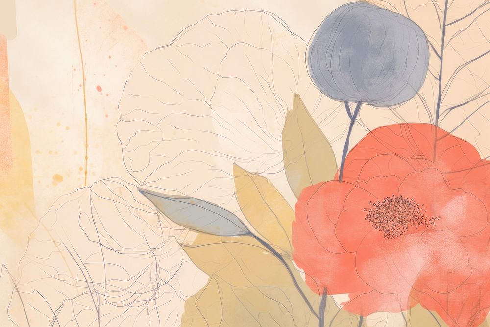 Line art flower backgrounds abstract painting.