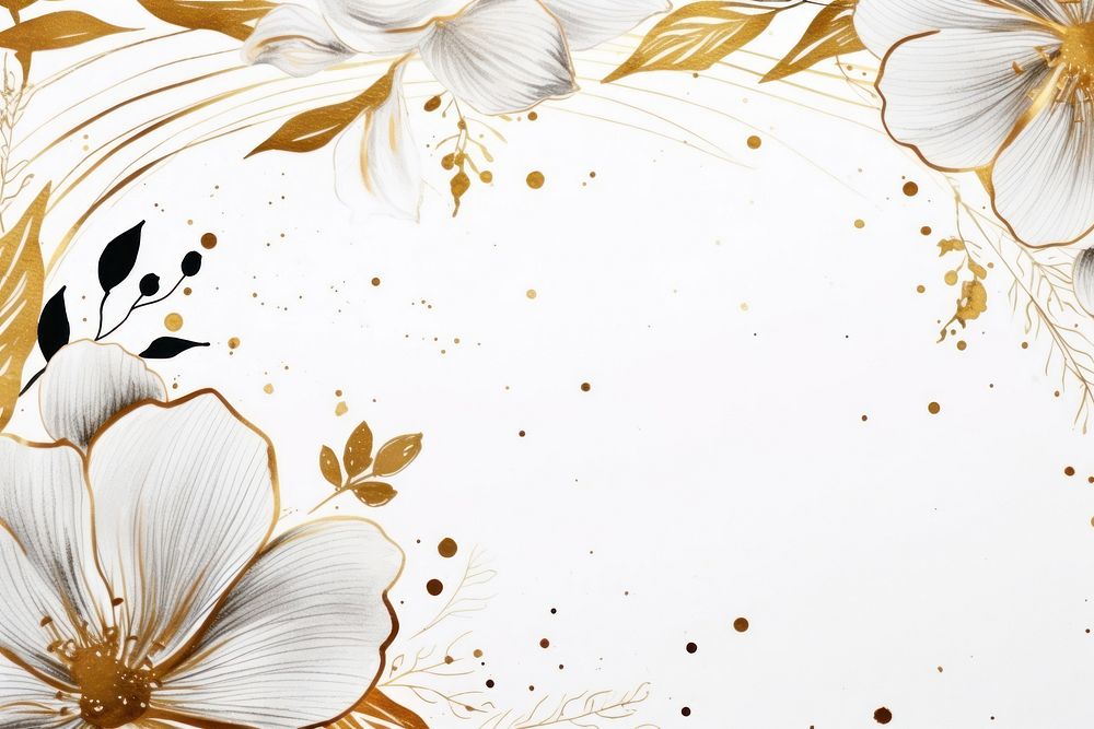 Botanical flower frame backgrounds pattern white. AI generated Image by rawpixel.