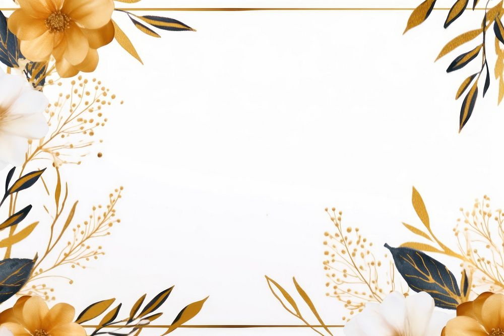 Botanical flower frame backgrounds pattern gold. AI generated Image by rawpixel.