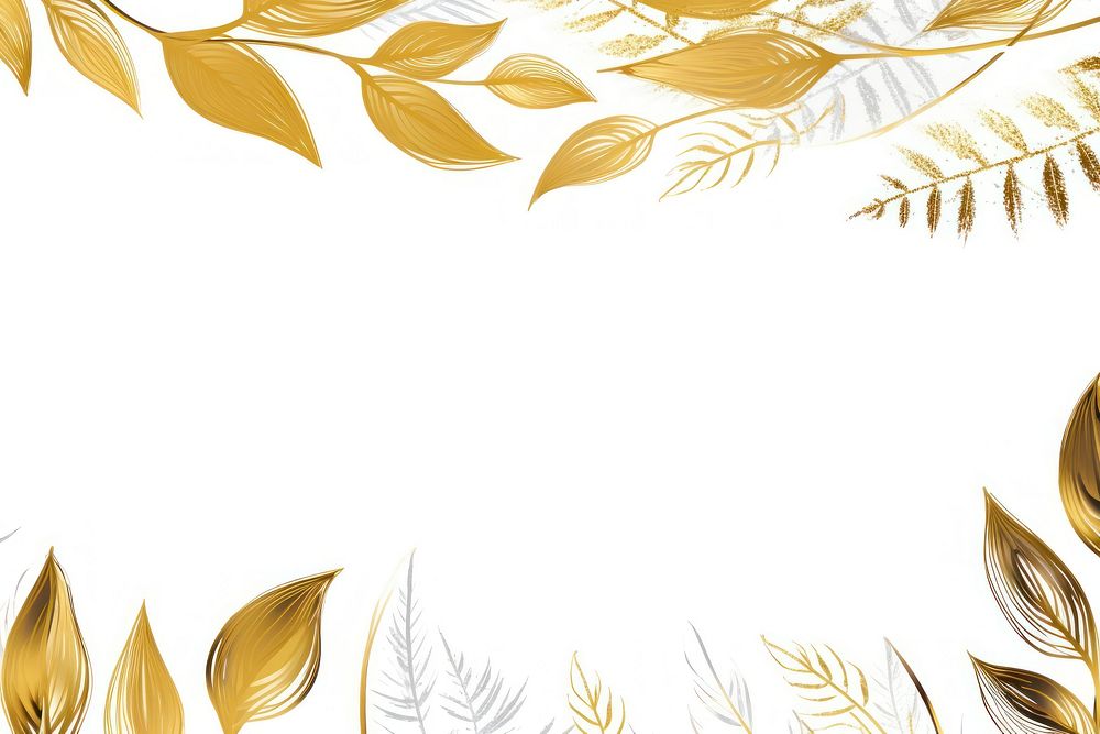 Botanical leaf border backgrounds pattern gold. AI generated Image by rawpixel.