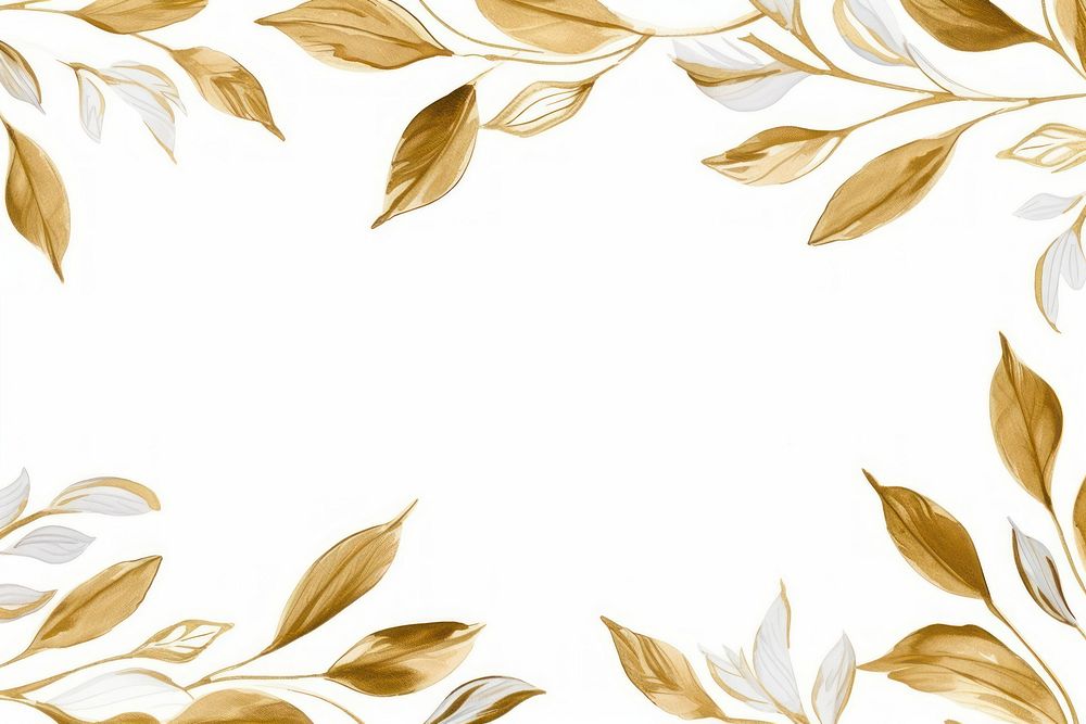 Botanical leaf frame backgrounds pattern gold. AI generated Image by rawpixel.