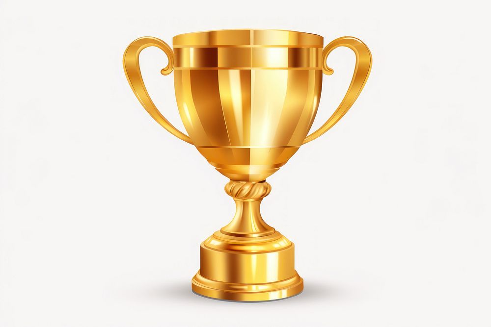  Gold trophy cup gold white background achievement. AI generated Image by rawpixel.
