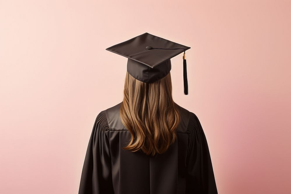 Woman with graduation cap diploma adult back. AI generated Image by rawpixel.