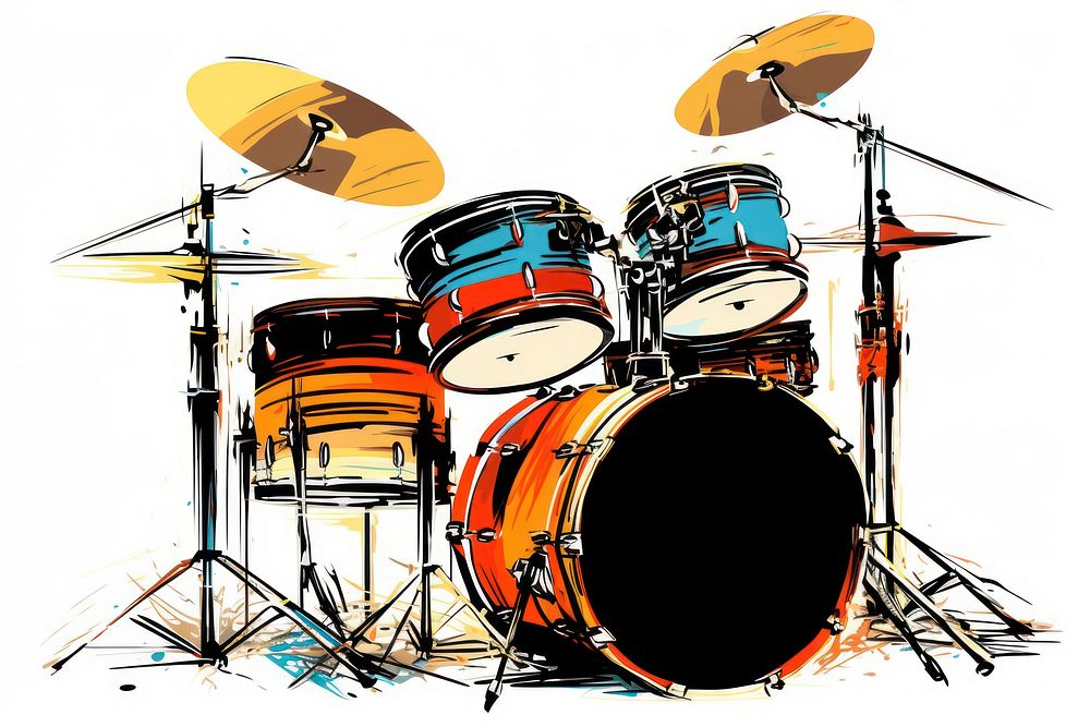 Jazz drum drums percussion white background. AI generated Image by rawpixel.
