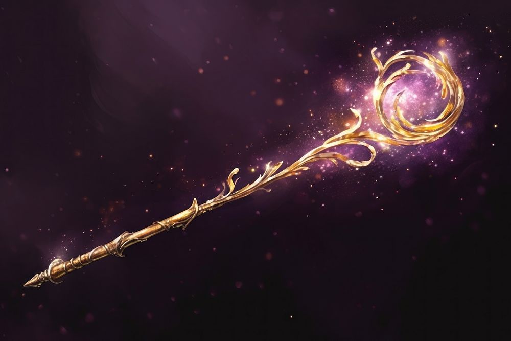 Magic wand purple gold illuminated.