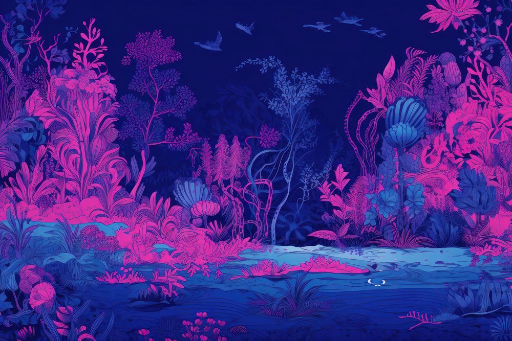 Under the sea outdoors pattern purple.