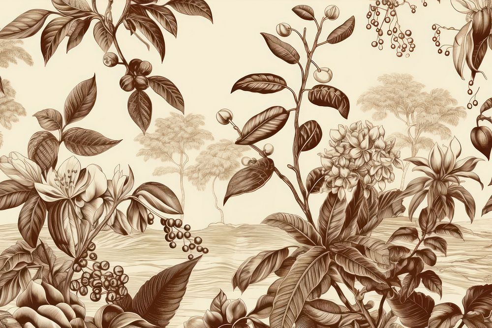 Coffee plants and beans pattern sketch backgrounds.