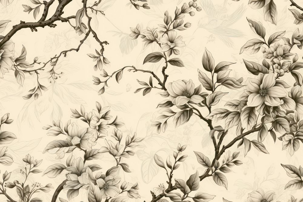 Coffee plant wallpaper pattern drawing.