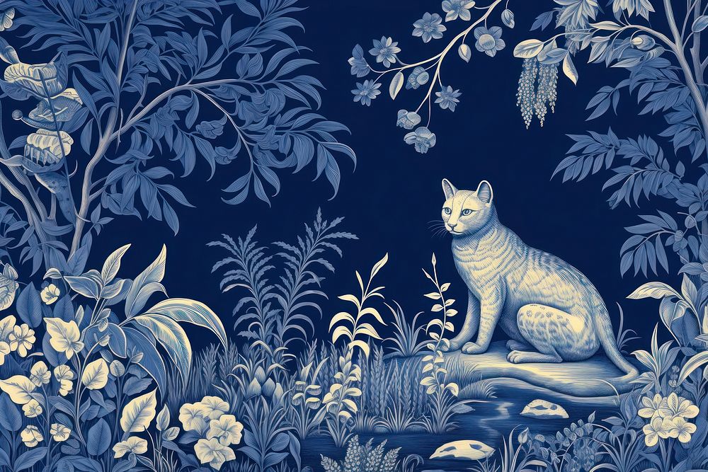Cat in the garden wallpaper pattern animal.