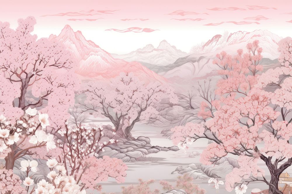 Cherry blossom landscape plant tranquility.