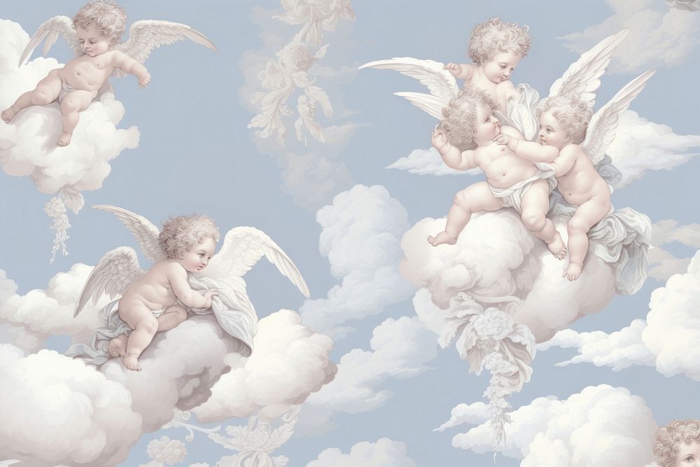 Cherubs on the clouds angel representation backgrounds.