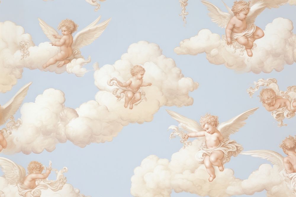 Cherubs on the clouds wallpaper angel representation.