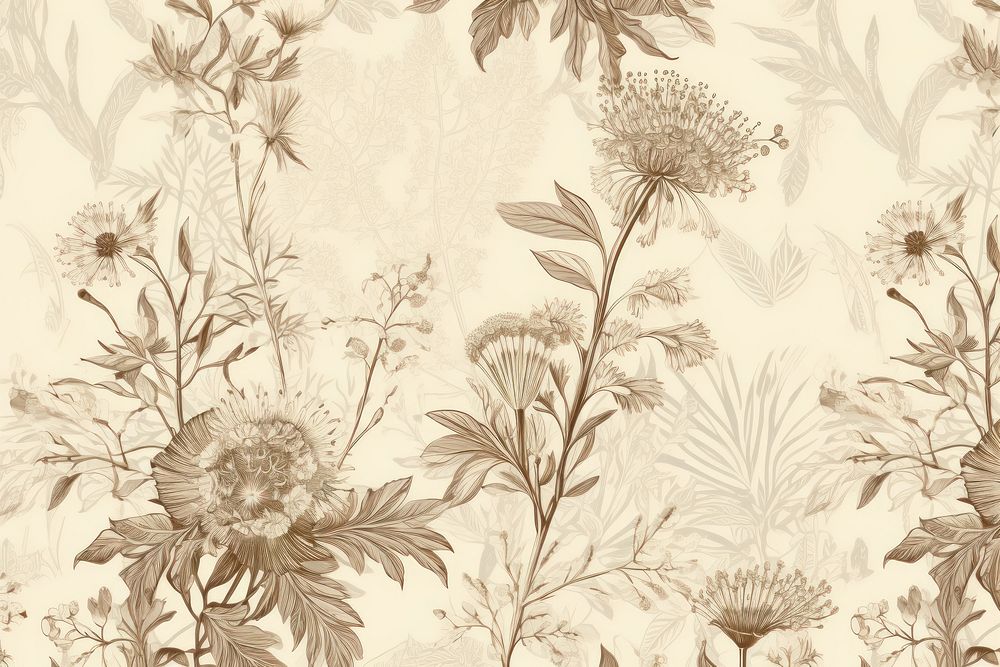 Dried flowers wallpaper pattern sketch.