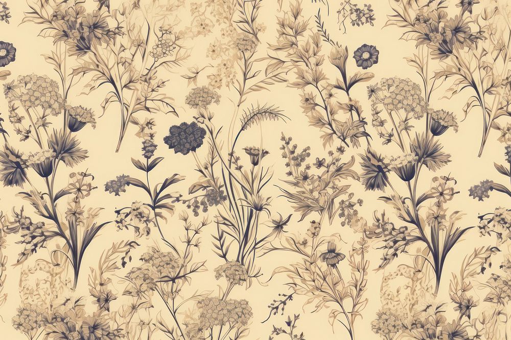 Dried flowers wallpaper pattern drawing.