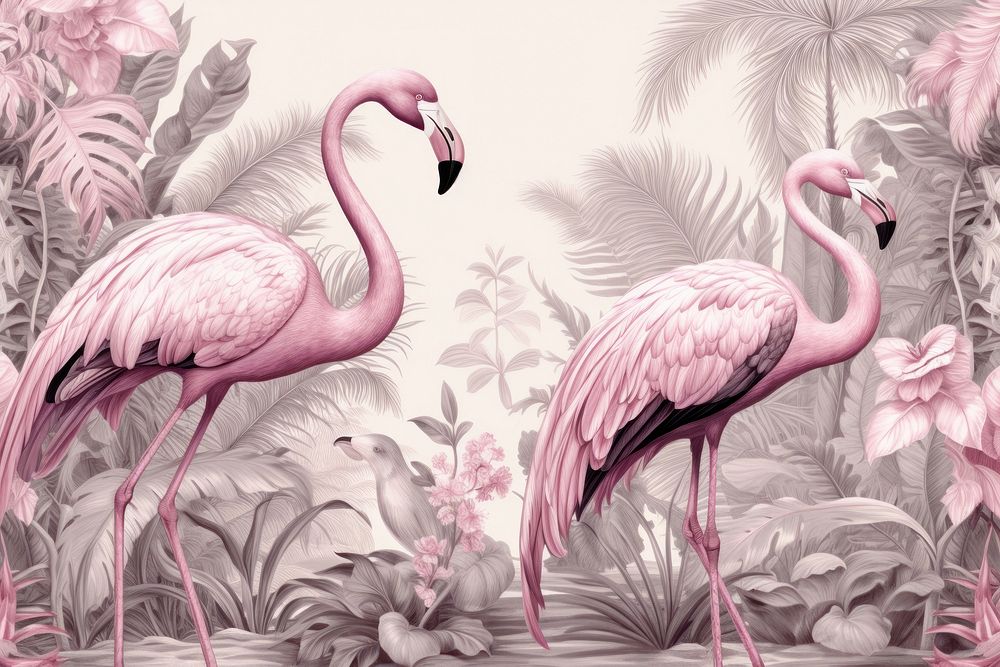 Flamingo in tropical forest animal bird creativity.