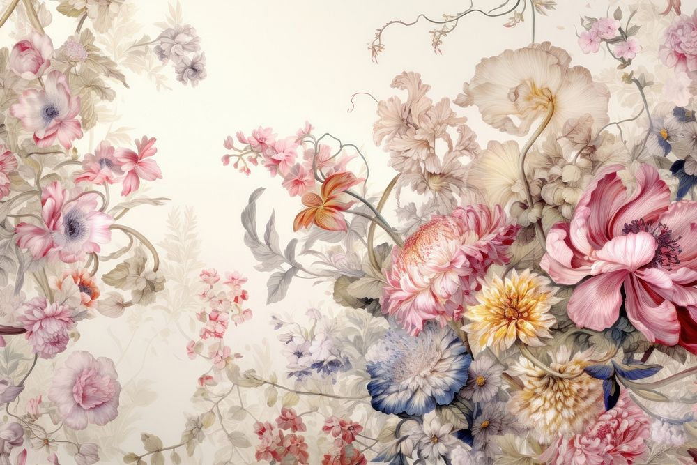 Flower bouquet wallpaper painting pattern.