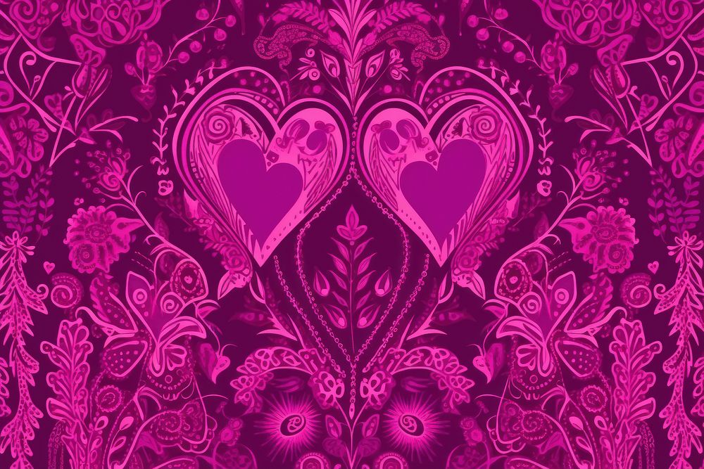 Hearts pattern purple red vibrant color.