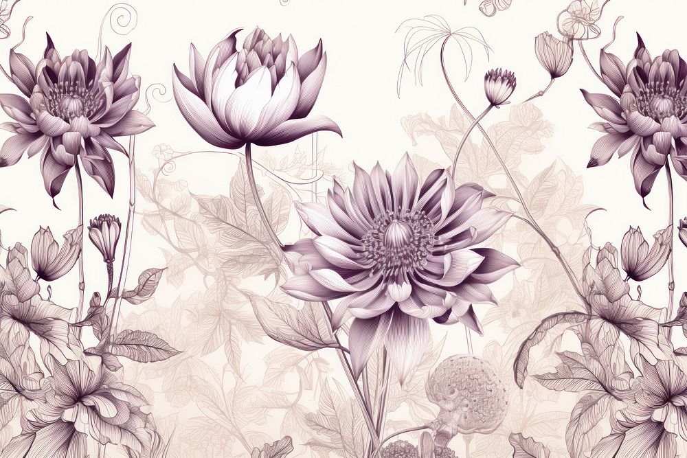 Lotus flowers pattern drawing sketch.