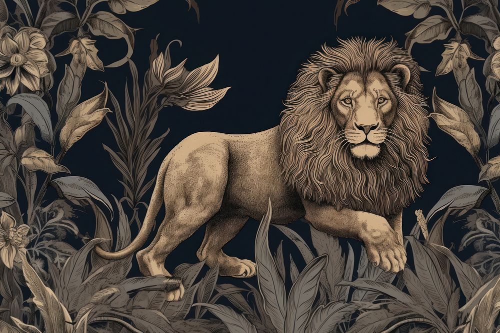 Lion in the jungle animal mammal representation.