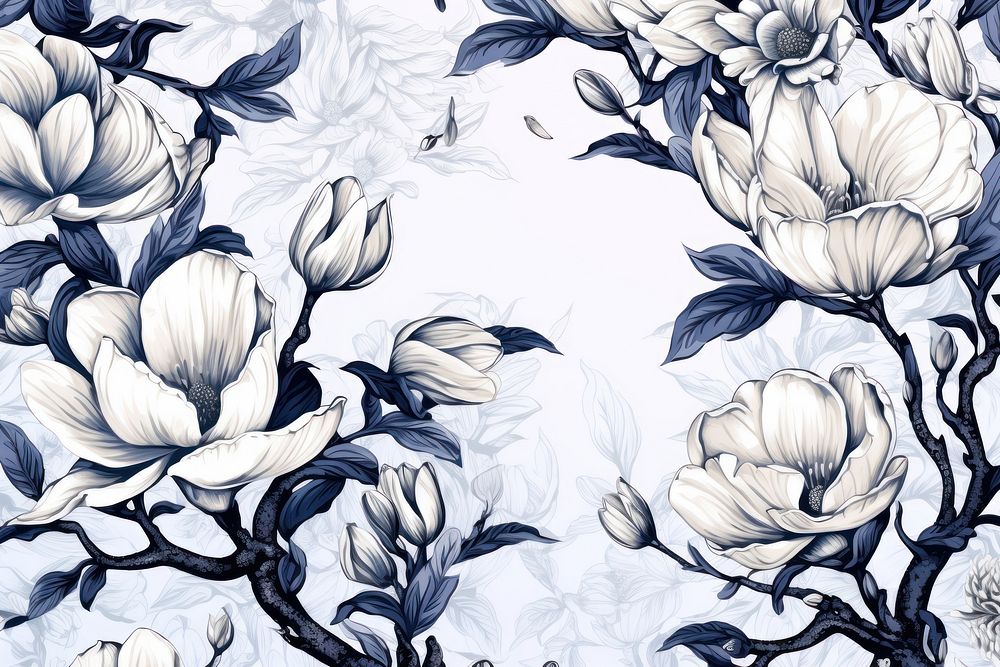 Magnolia flowers pattern sketch backgrounds.
