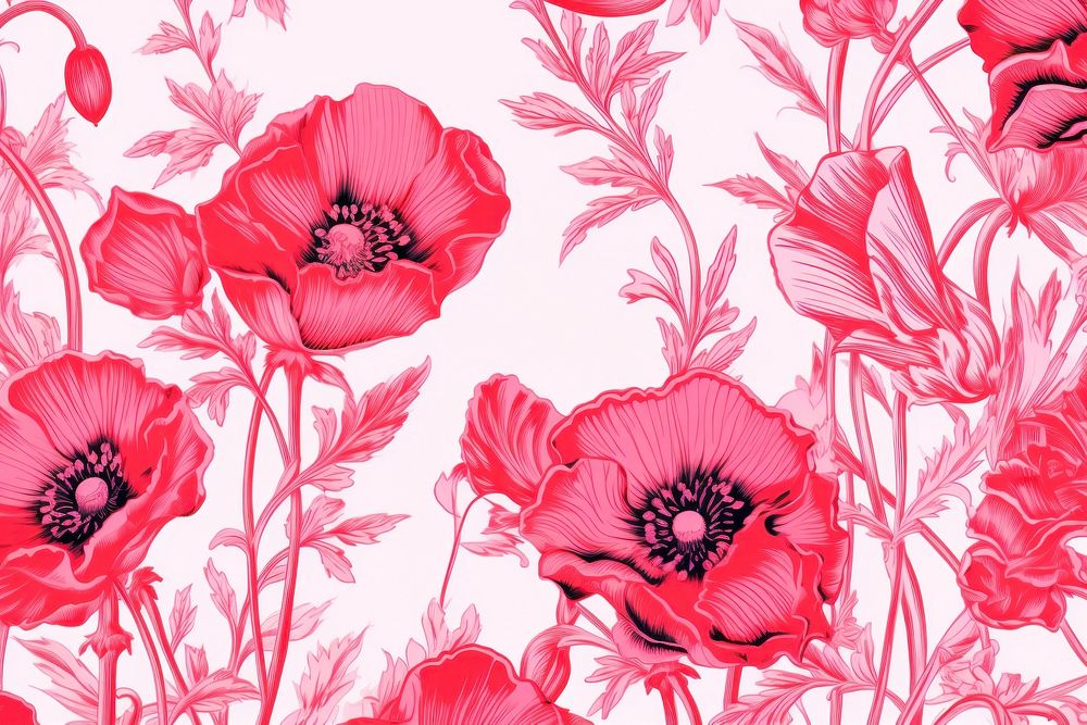 Poppy flowers wallpaper pattern plant.