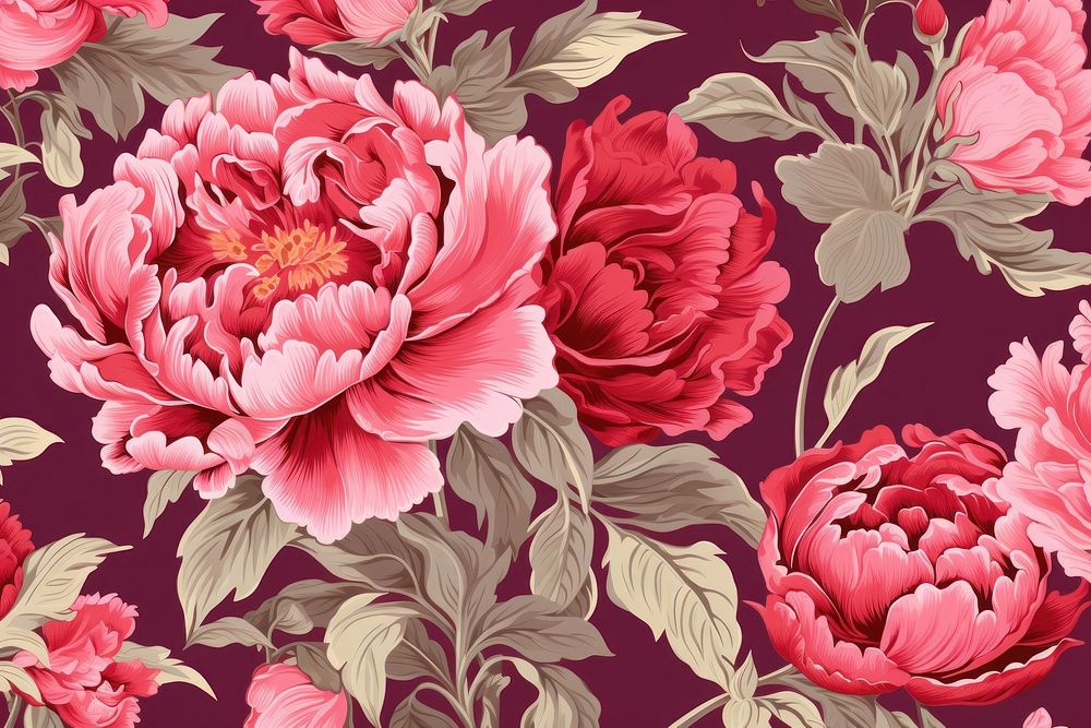 Peony flowers wallpaper pattern petal.